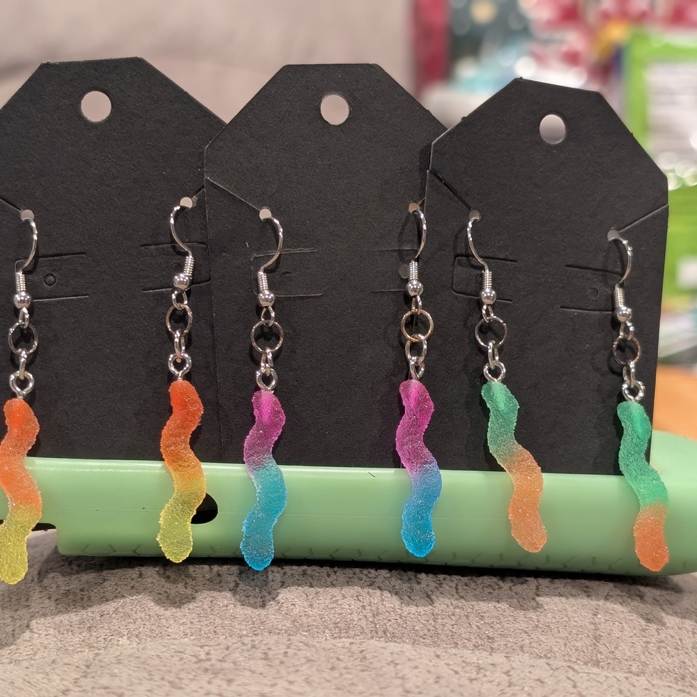 Colorful Gummy Worm Earrings